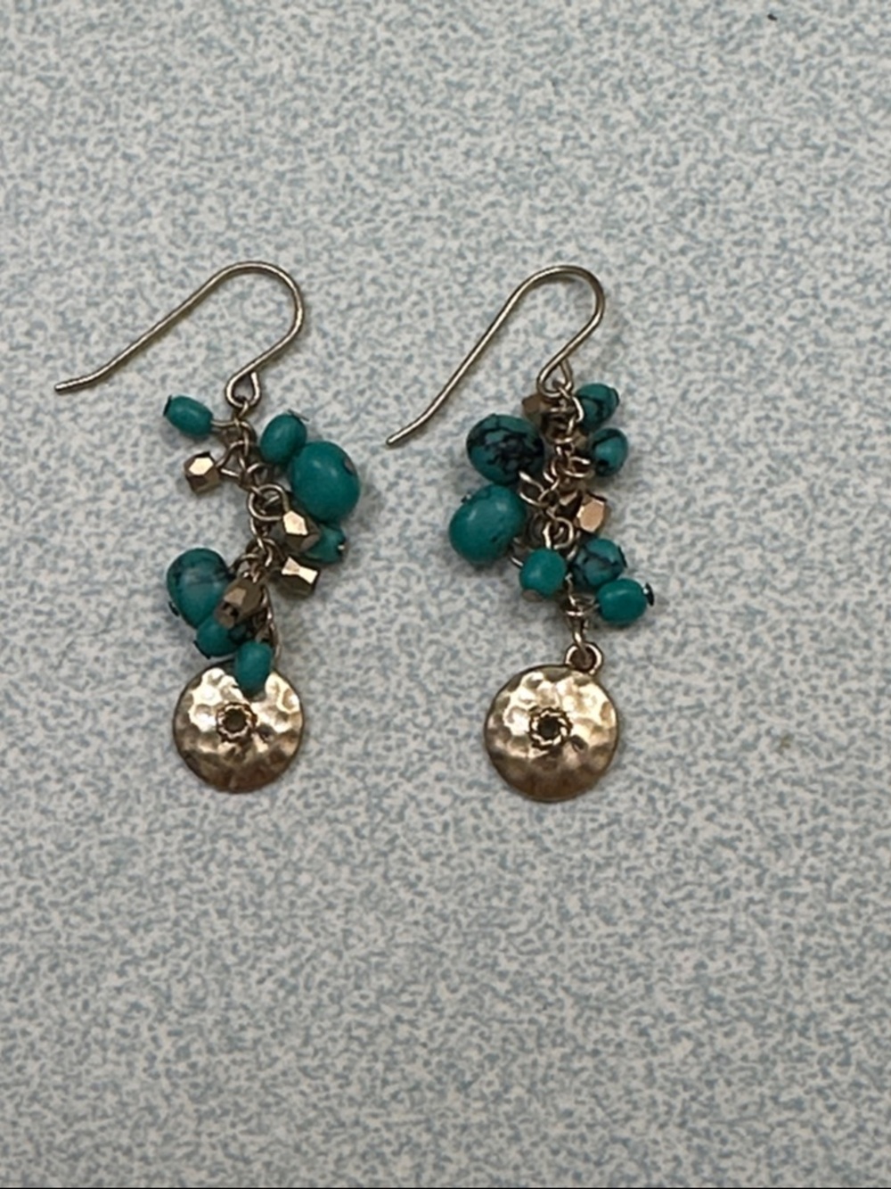 Ralph Lauren Turquoise Cluster Dangle Earrings - Brass-Tone